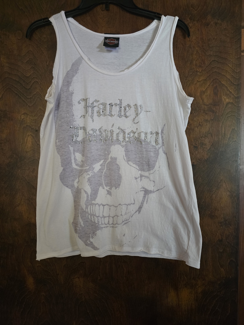 Harley-Davidson Rhinestone Script Logo Tank with Small Crest